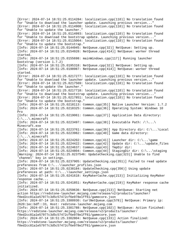 Minecraft Launcher Update Errors | PDF | Command Line Interface ...