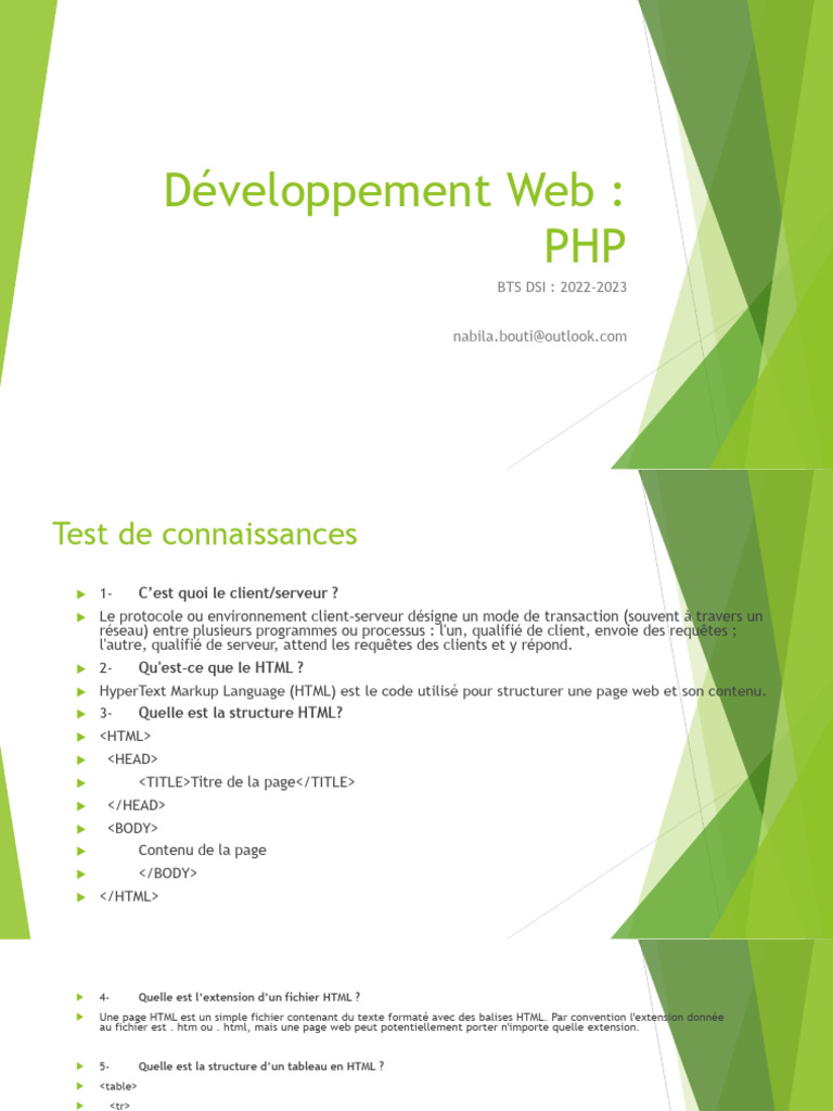 Introduction au développement PHP 2023 | PDF | PHP | Html