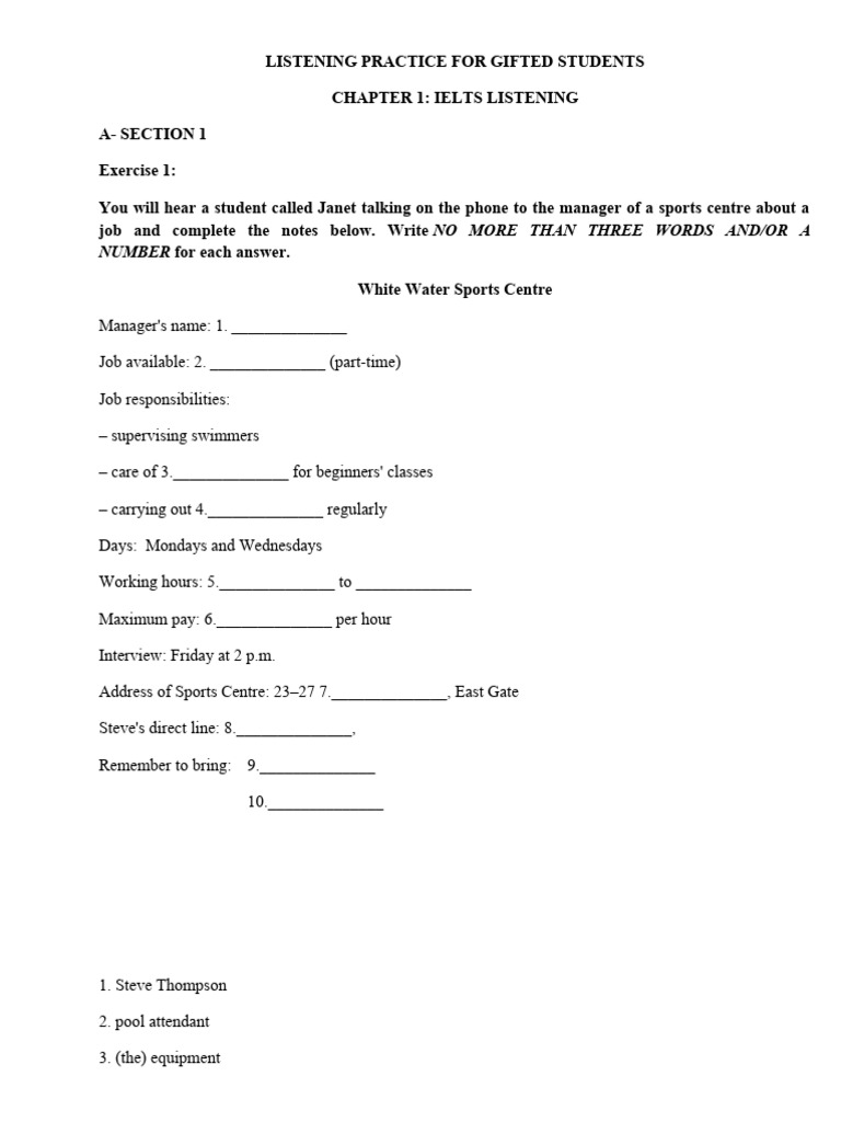 IELTS Listening Practice Exercises | PDF | Self-Improvement | Lifestyle