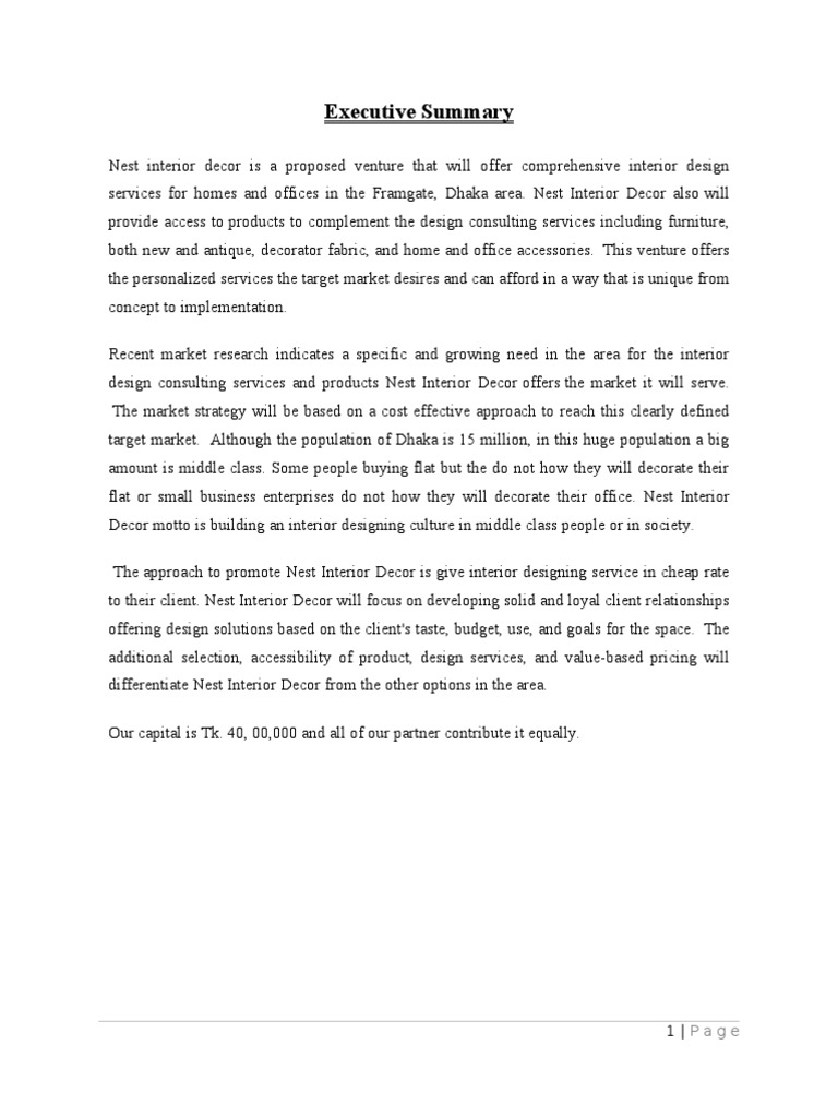 Nest Interior Decor Project Overview | PDF | Strategic Management ...