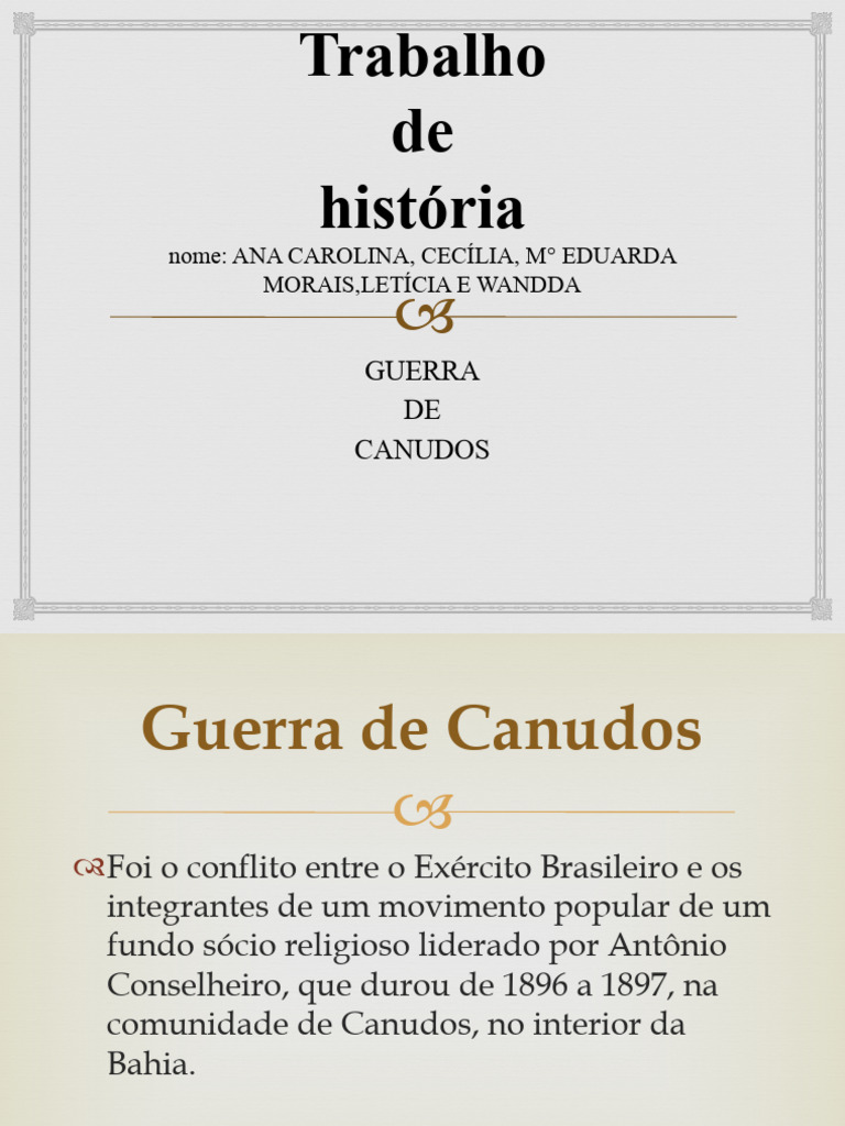 Resumo da Guerra de Canudos | PDF | Militar | Conflitos