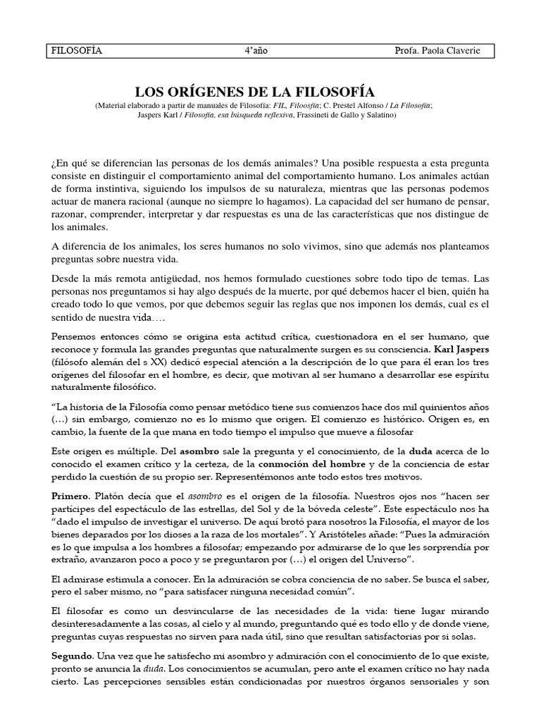 Rep+2 +Origen+de+la+Filosofía | PDF | Humano | Conocimiento