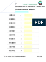 Binary To Decimal Conversion Worksheet: Name