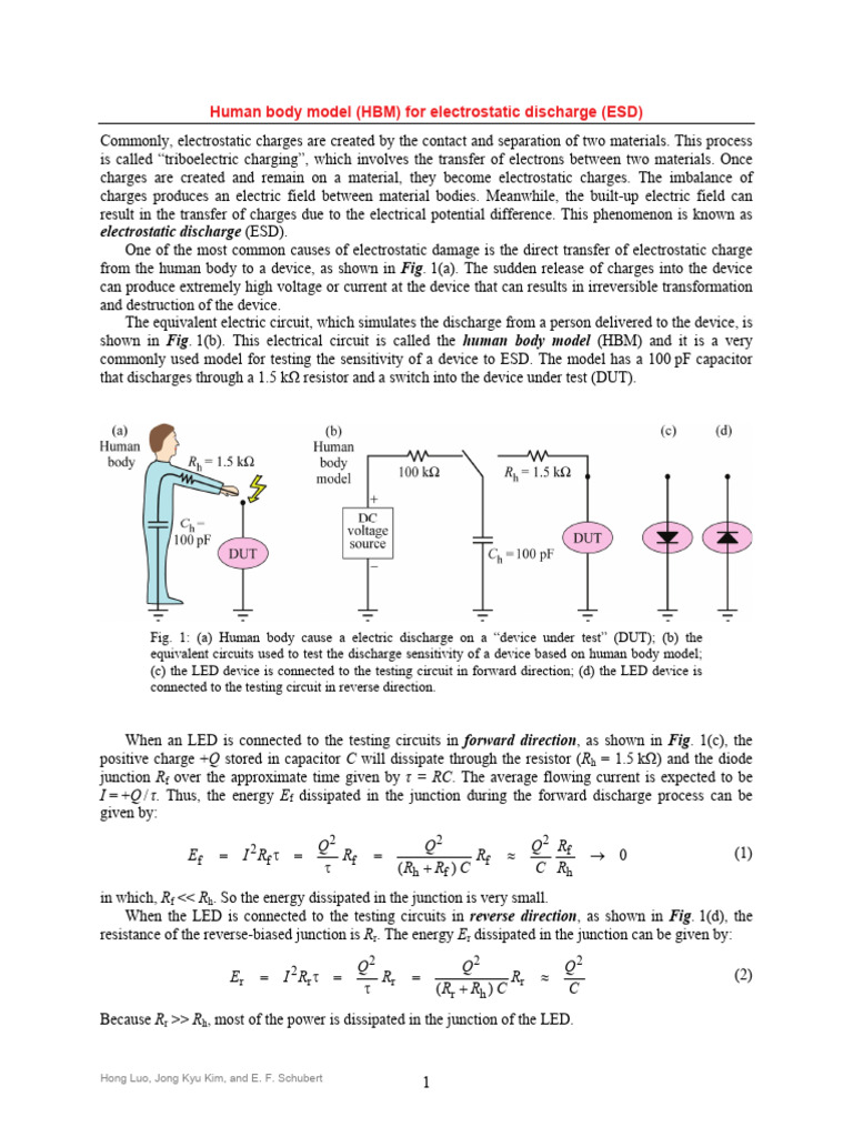 Human Body Model for ESD Testing | PDF | Electrostatic Discharge ...