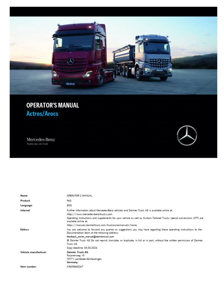 MERCEDES BENZ ACTROS SERVICE MANUAL PDF FREE DOWNLOAD visual data 8