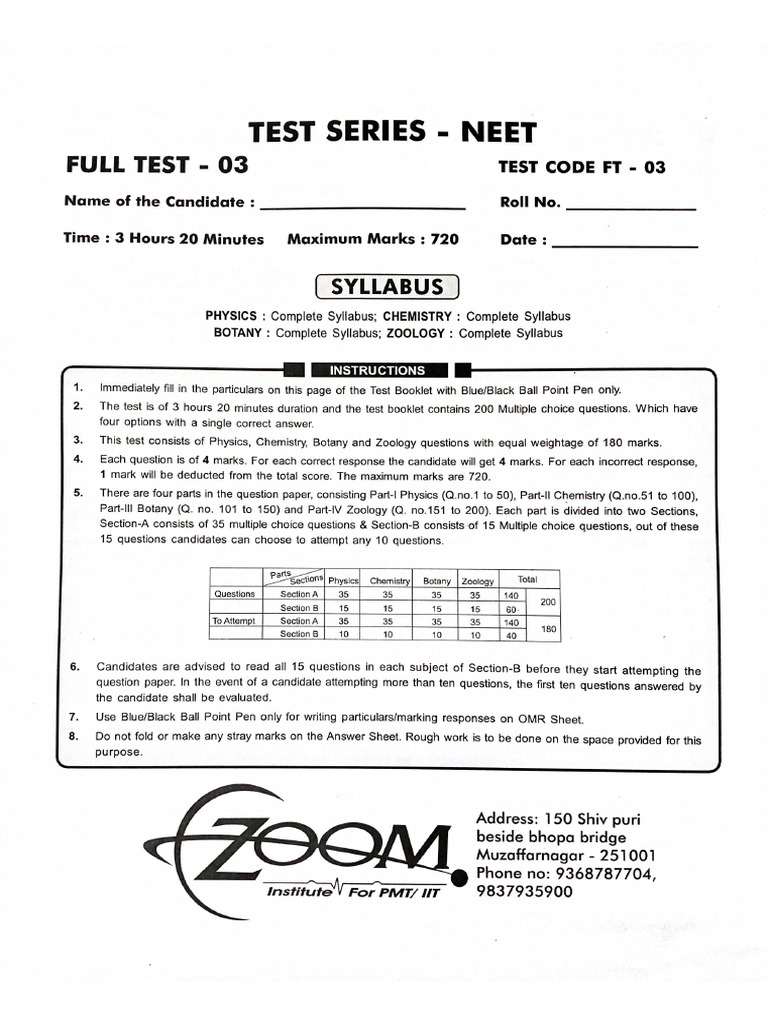 Full Test 03 PDF | PDF