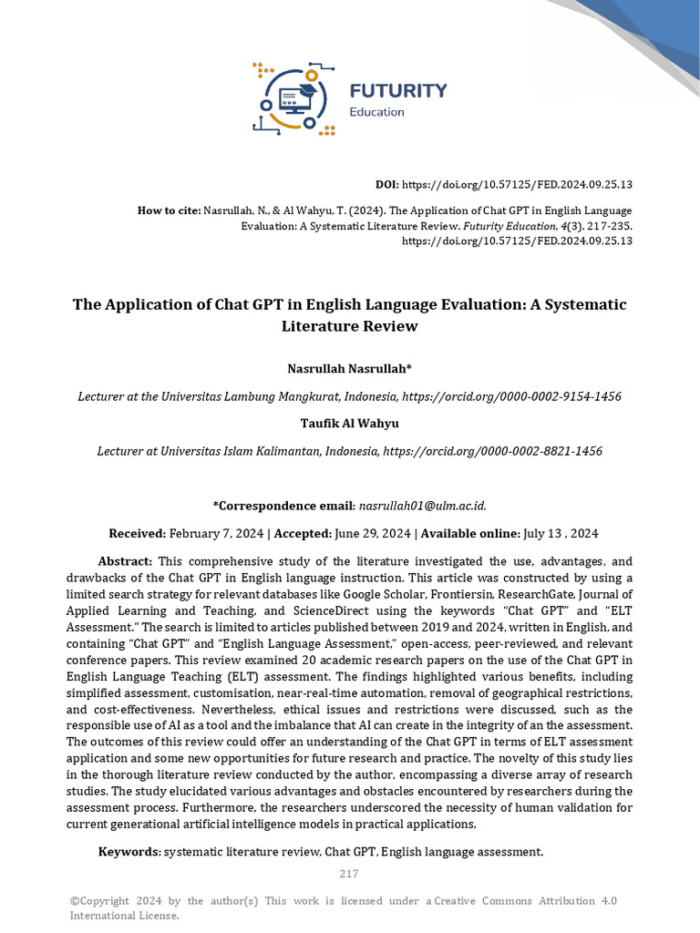 The Application of Chat GPT in English Language Ev | PDF | Artificial ...