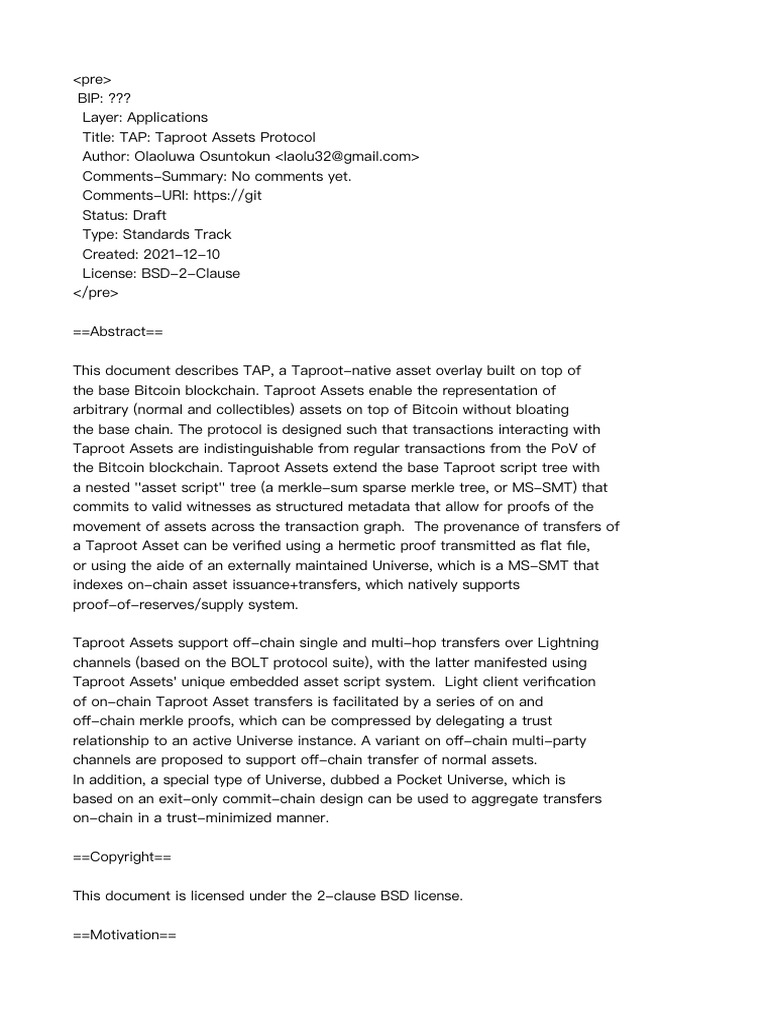 Taproot Assets Protocol | PDF