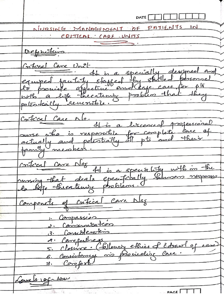 Critical Care Unit Notes | PDF