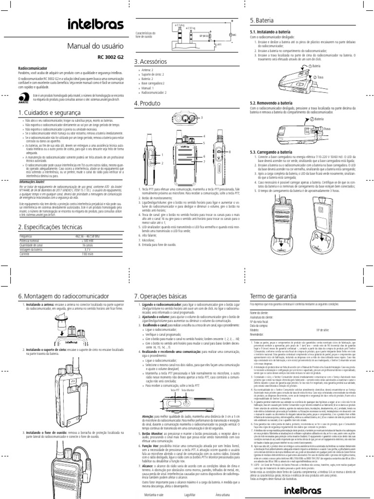 Manual do Radiocomunicador RC 3002 G2 | PDF | Comunicação | Rede de ...