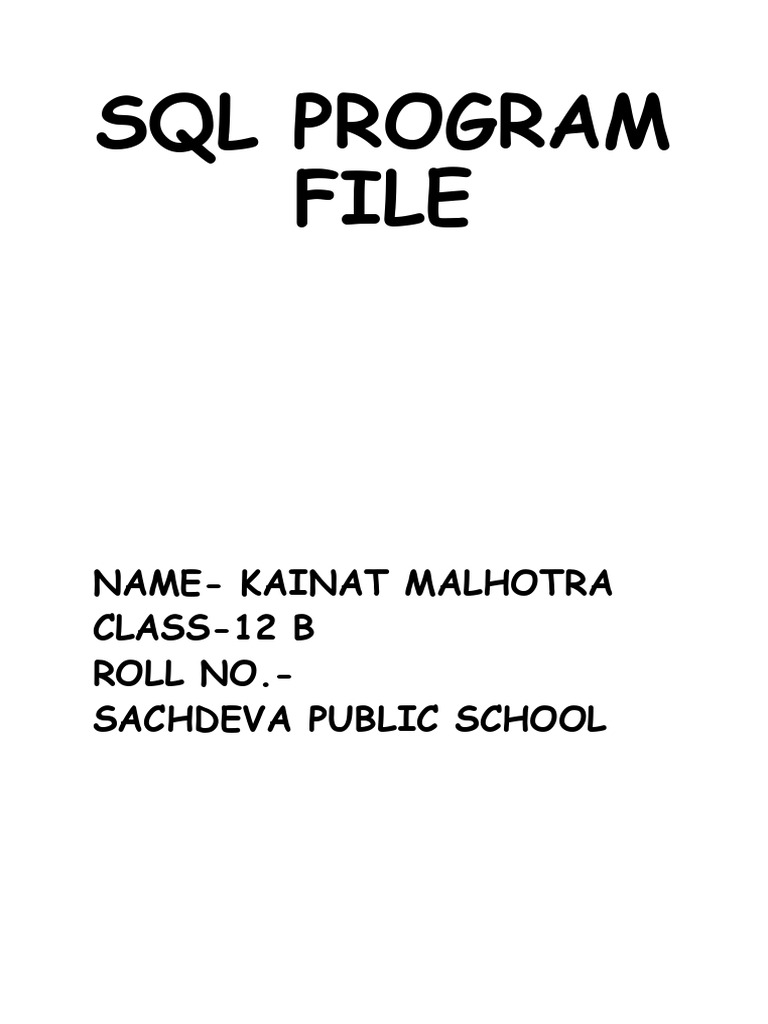 SQL Program File | PDF | Computer Programming | Sql