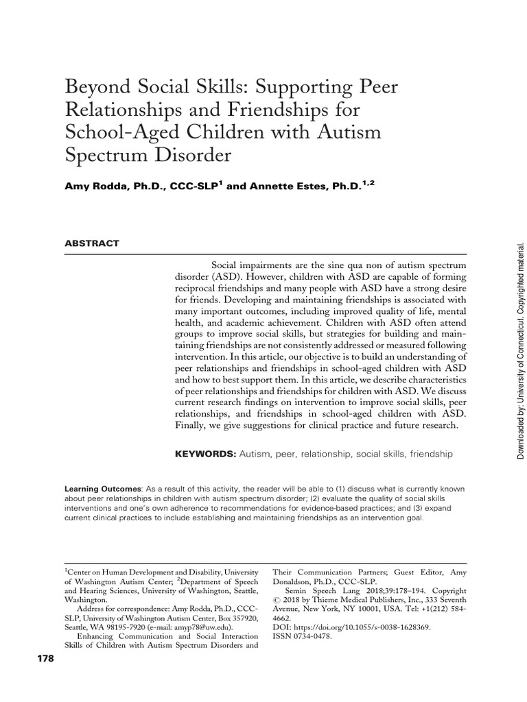 Enhancing Friendships for Children with ASD | PDF | Autism Spectrum ...