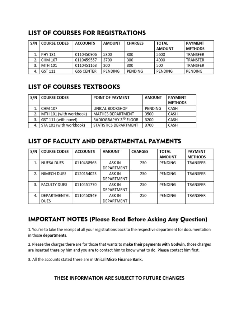 Course Registration and Payment Details | PDF | Business | Money