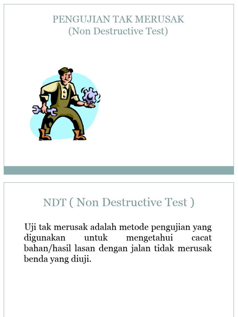 NDT PT, MT, Ut | PDF | Sains & Matematika | Teknologi & Rekayasa