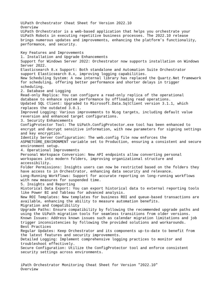 UiPath-ADPv1 Cheat Sheet - Orchestrator | PDF | Databases | Microsoft ...