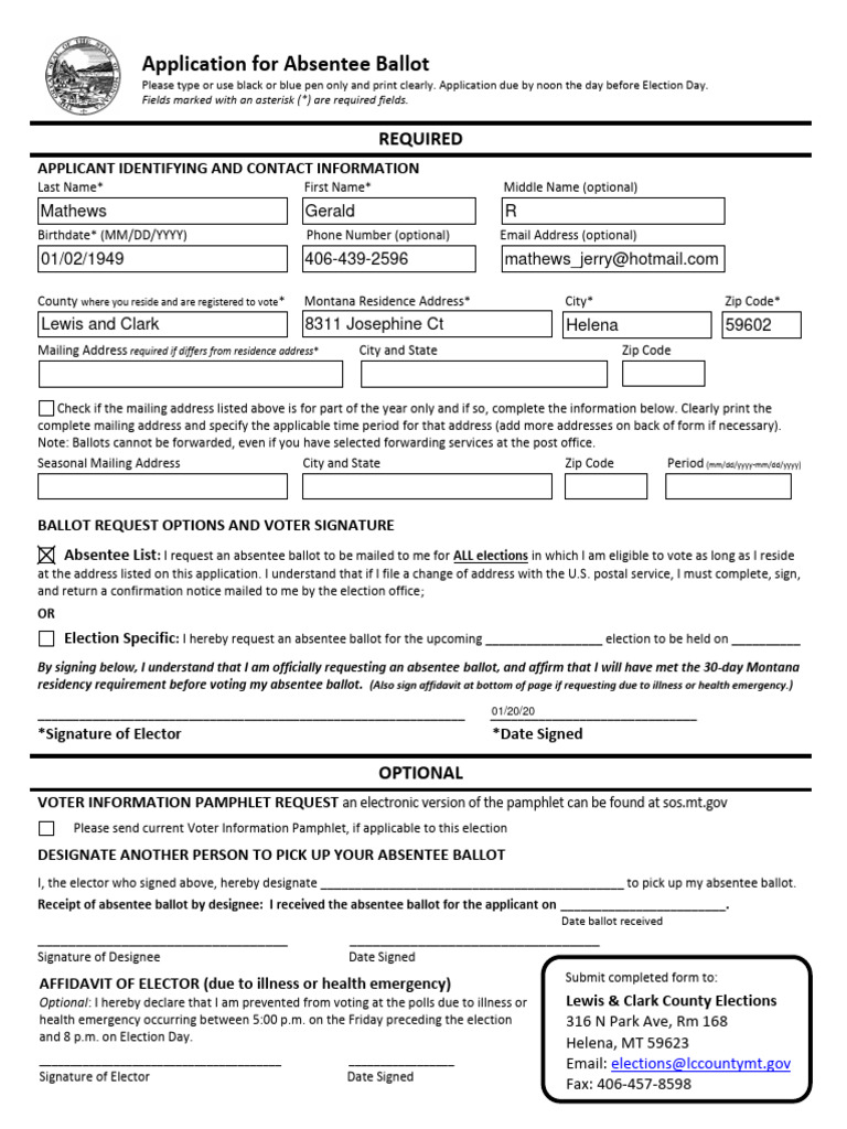 Application For Absentee Ballot 2018 Pdf Absentee Ballot