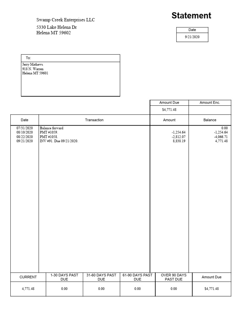 Statement1 From Swamp Creek Enterprises LLC6780 | PDF