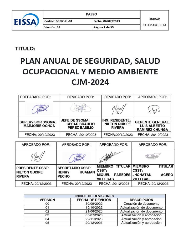 SGNX-PL-01 - Plan Anual de Seguridad, Salud Ocupacional y Medio ...