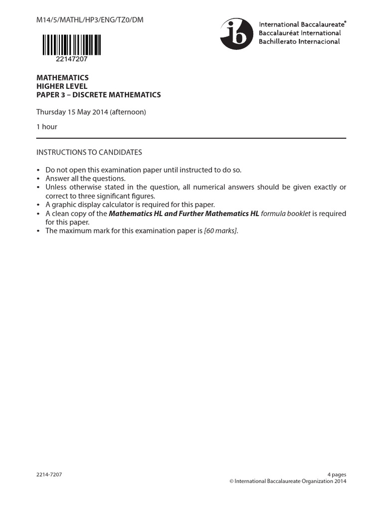 IB Math HL Paper 3 Discrete Mathematics | PDF | Mathematics | Discrete ...