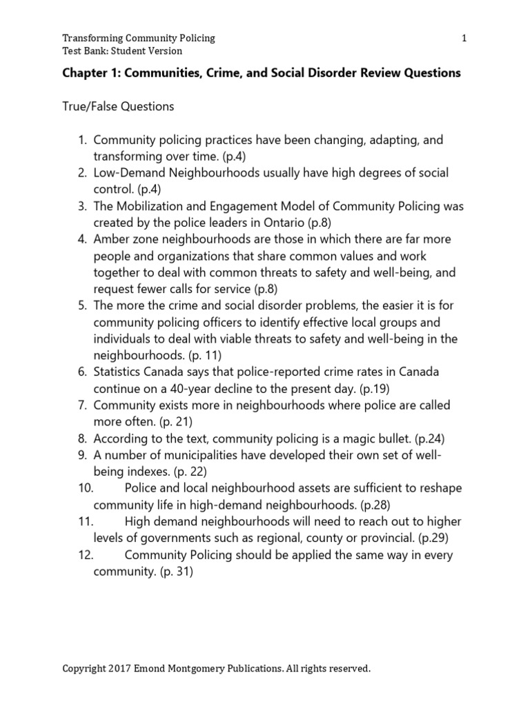 Chapter 1 Review Questions | PDF | Community | Recidivism