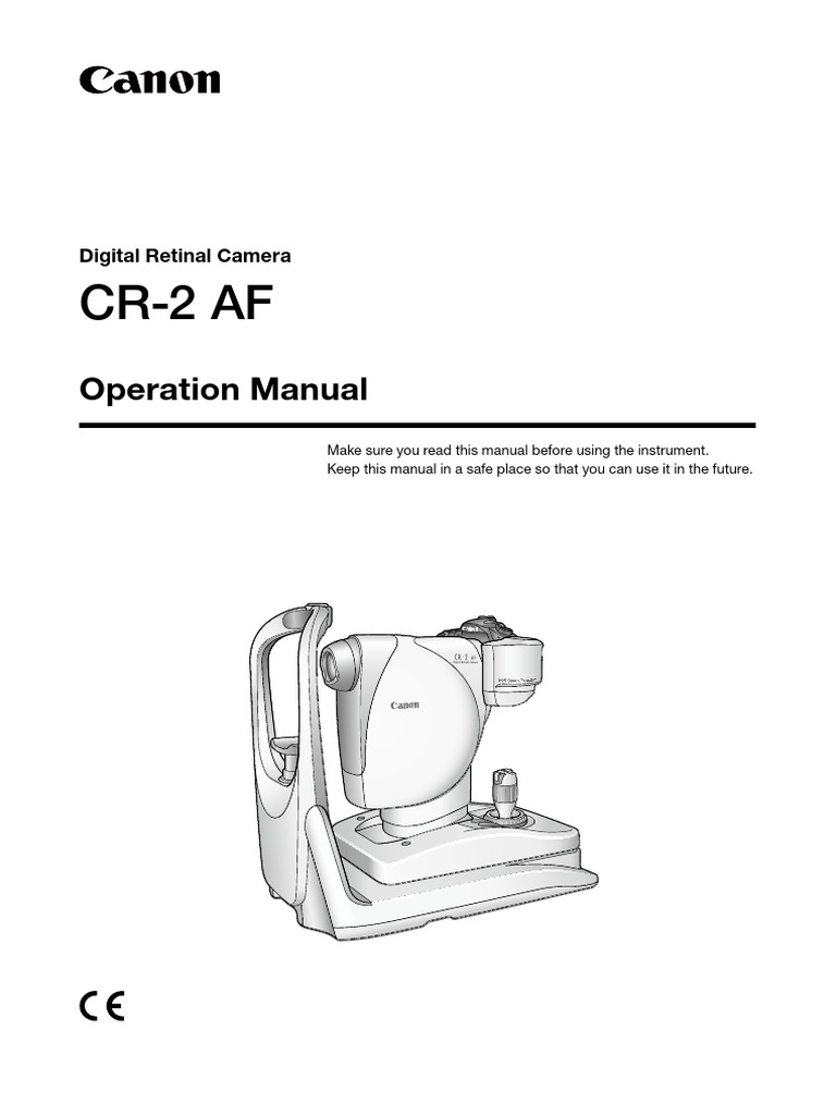 Canon CR 2 Af Digital Non Mydriatic Retinal Camera Manual | PDF | Ac ...