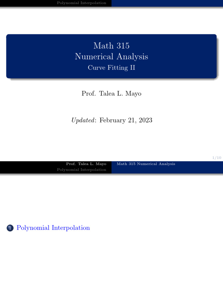 Polynomial Interpolation Techniques | PDF | Interpolation ...
