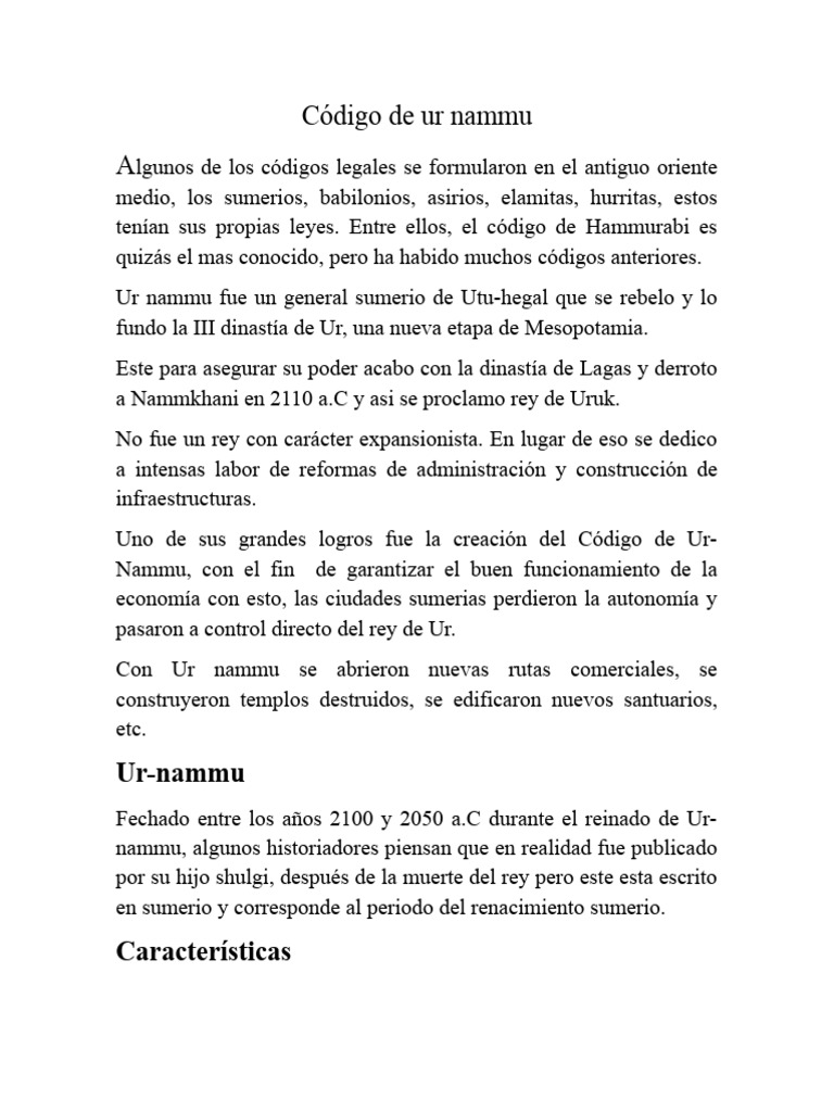 Código de Ur-Nammu: Justicia Sumeria | PDF | Ur | Sumeria