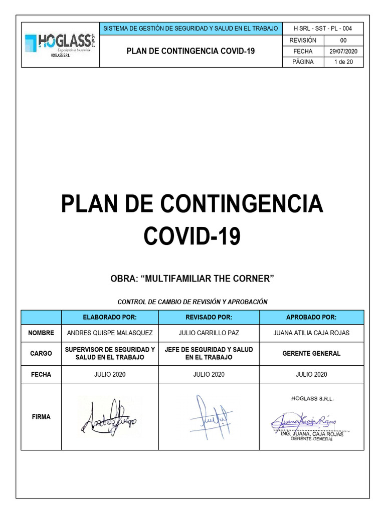 Plan Contingencia COVID-19 en Obra | PDF | Lavado de manos ...