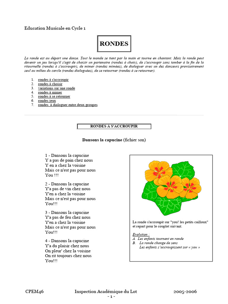 Jeux de Ronde en Éducation Musicale | PDF