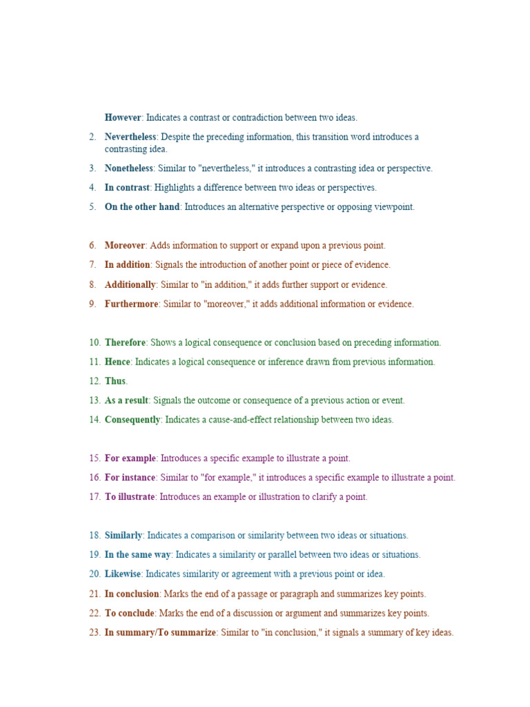 Transition Words Sat Pdf Argument Truth