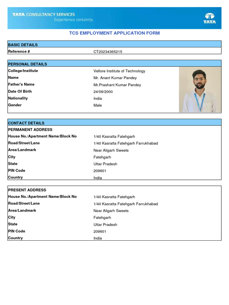 TCS Employment Application Form | PDF | Justice | Crime & Violence