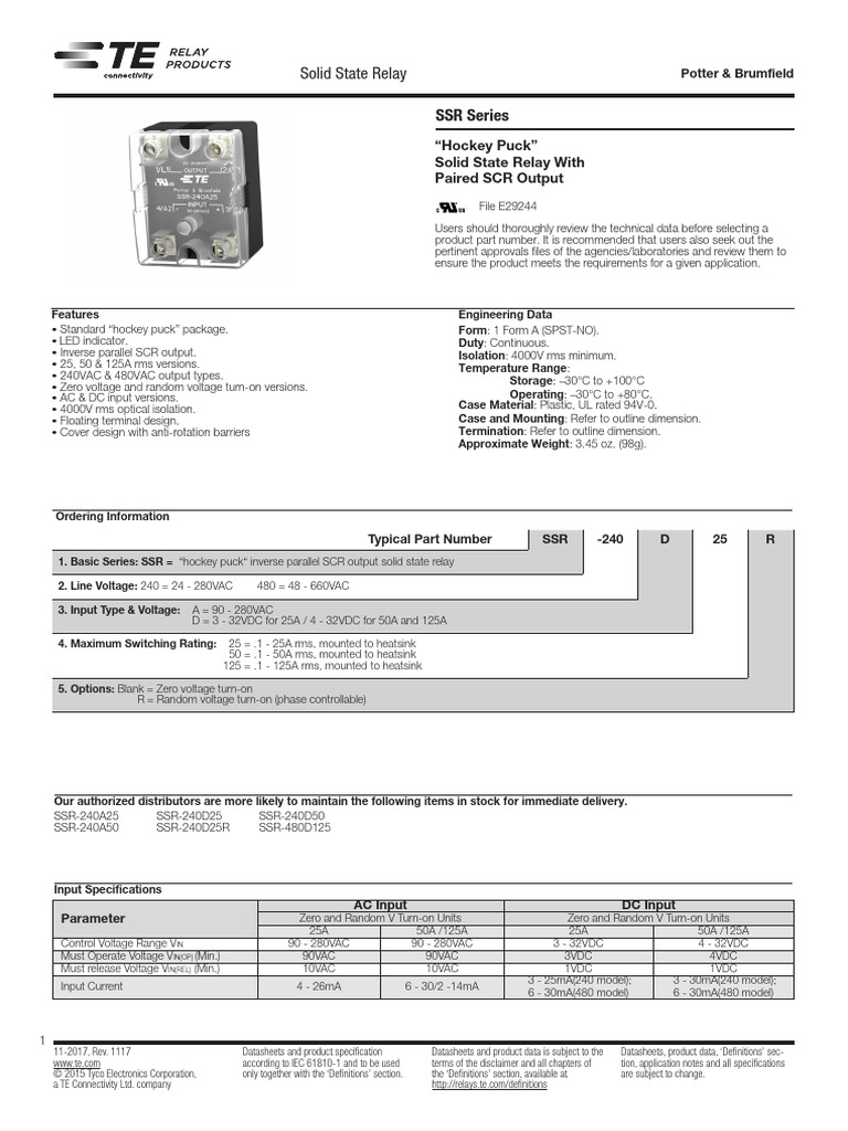 Solid State Relay Specs | PDF | Root Mean Square | Alternating Current