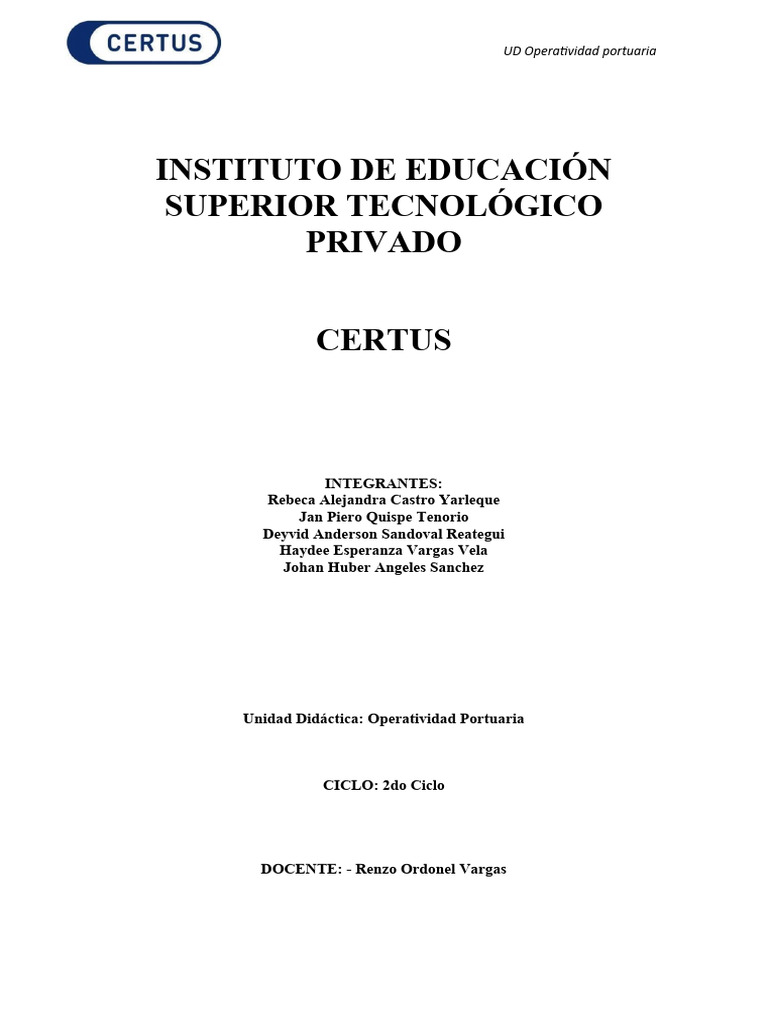 Evidencia1-Grupo 2 Operatividad Portuaria | PDF