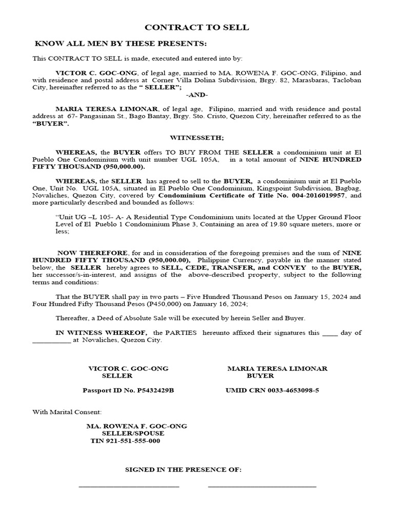 Contract to sell pdf private law common law