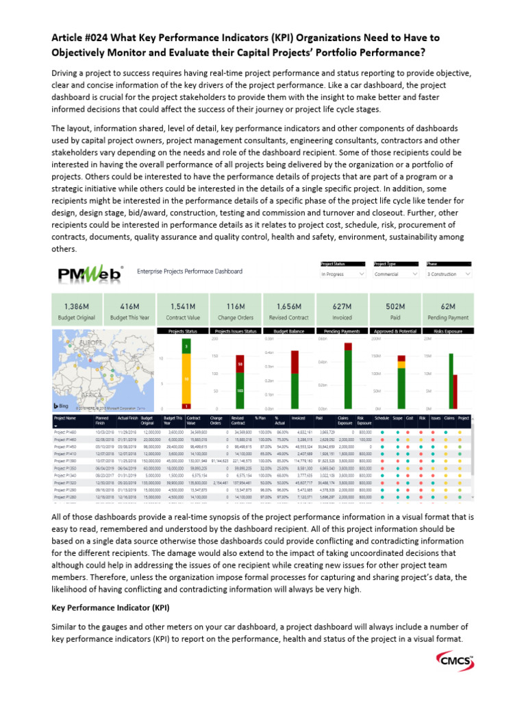 Essential KPIs for Capital Project Success | PDF | Performance ...