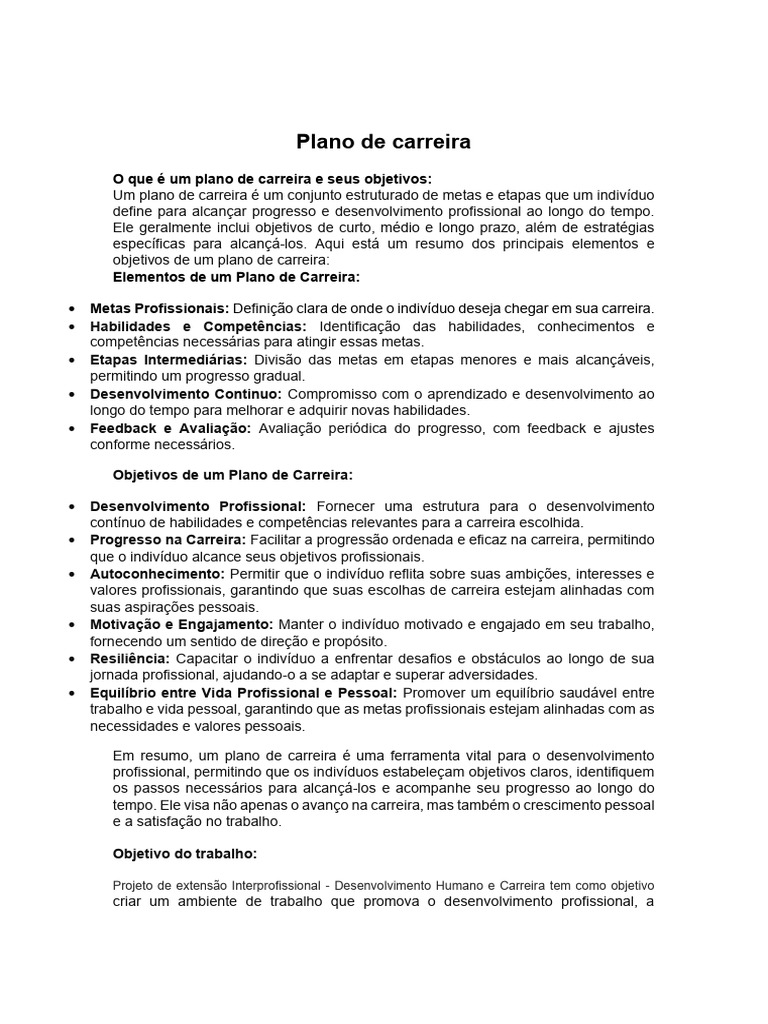 Estruturação de Plano de Carreira Eficaz | PDF | Desenvolvimento ...