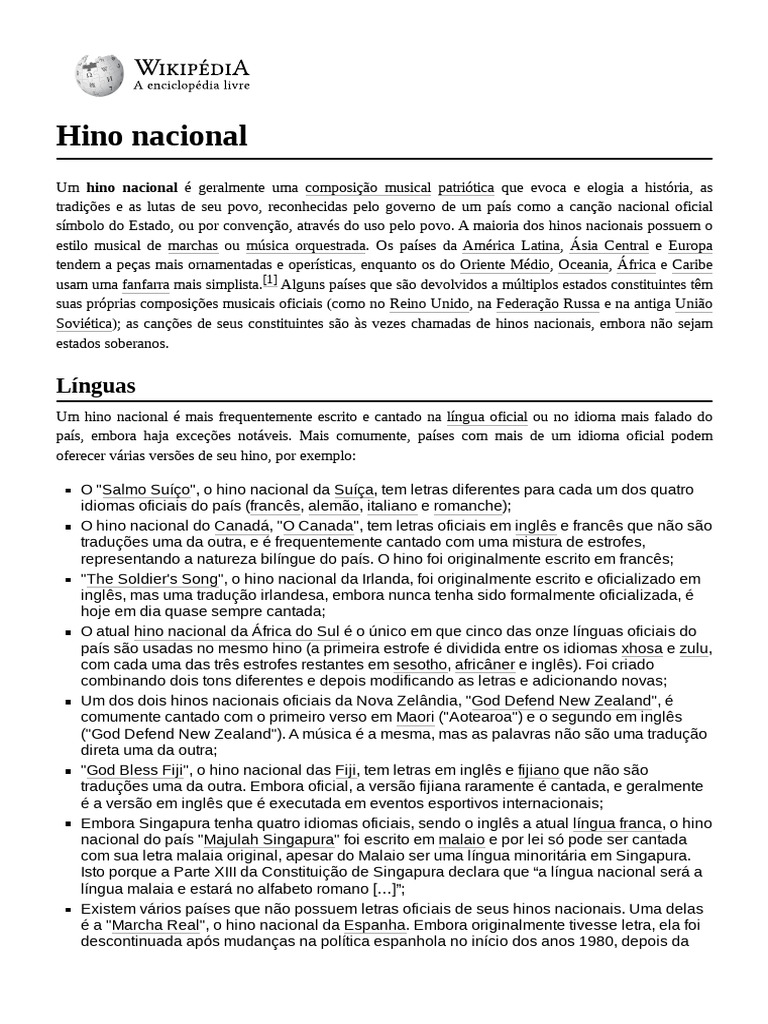 Hino_nacional | PDF | Canções patrióticas | Hinos