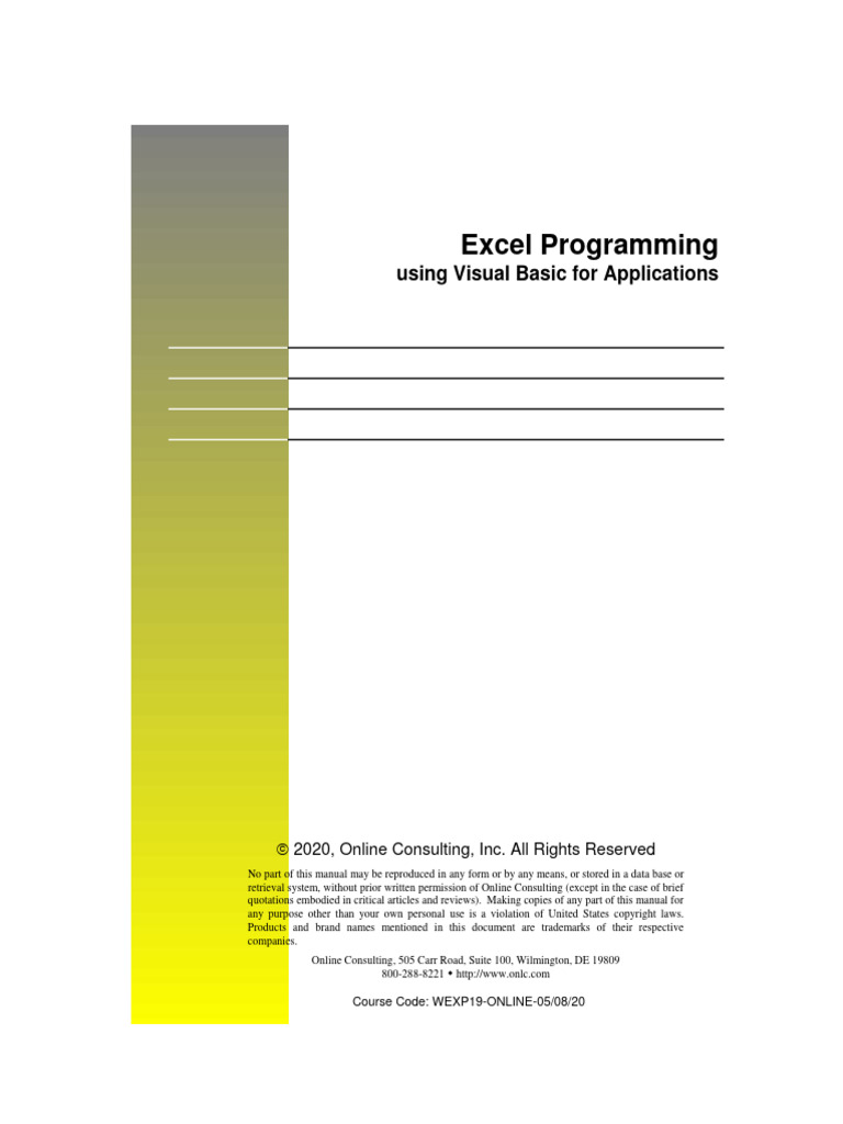 WEXP19 Manual | PDF | Microsoft Excel | Visual Basic For Applications