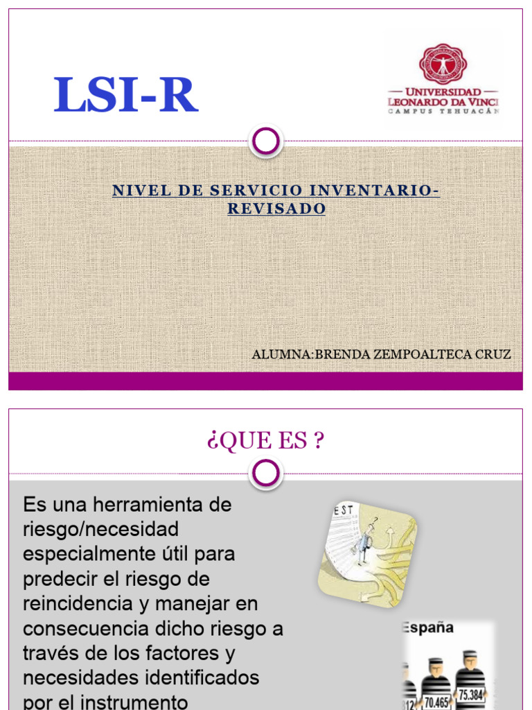 LSI-R: Evaluación de Riesgo de Reincidencia | PDF | Validez ...