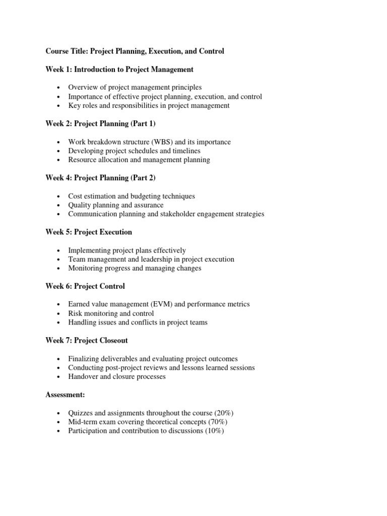 Project planning execution and control pdf project management