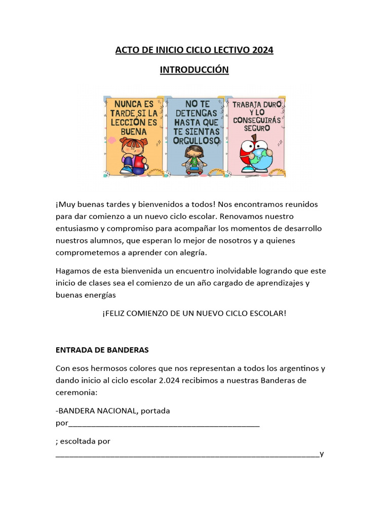Inicio del Ciclo Escolar 2024 | PDF