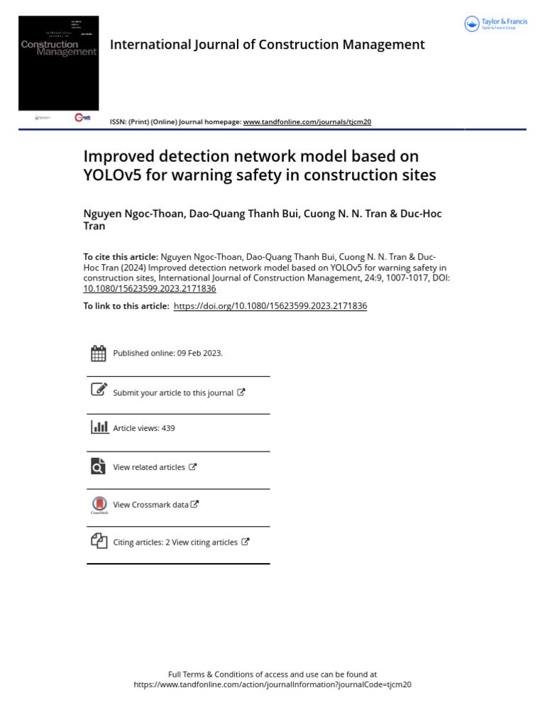 Improved Detection Network Model Based On YOLOv5 For Warning Safety in ...