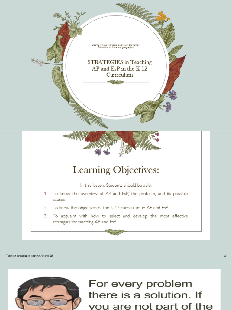 Teaching Strategies for AP and EsP | PDF | Teachers | Learning