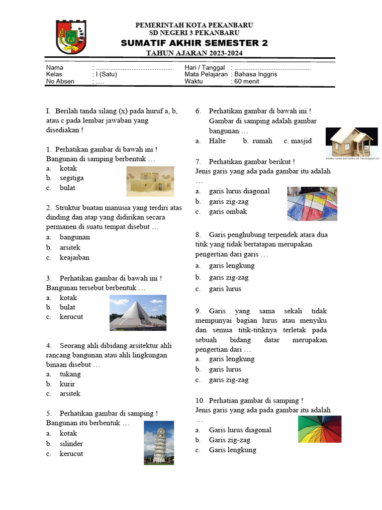 Soal Seni Rupa Kelas 1 SD Semester 2 | PDF
