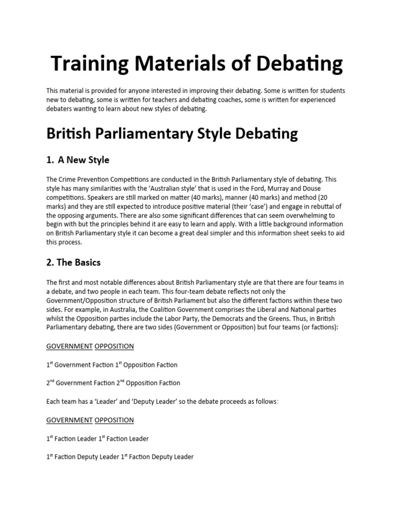 Debating For Senior | PDF | Argument | House Of Commons Of The United ...