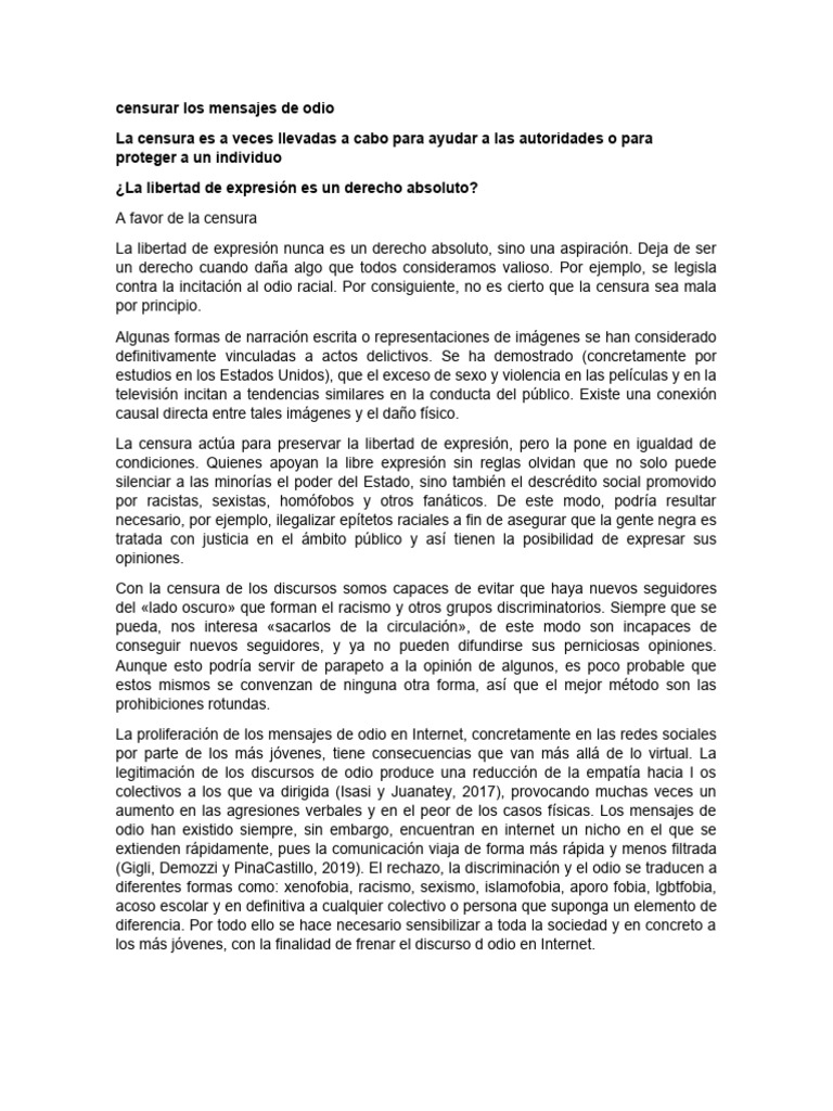 Discurso de Odio | PDF | Odio | El discurso del odio