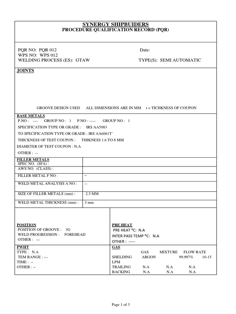 Synergy Shipbuilders PQR Document | PDF | Technology & Engineering