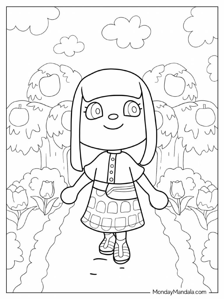 Girl in animal crossing new horizons coloring page pdf