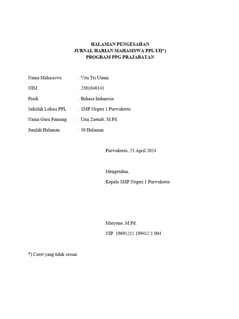 Lampiran 9 Contoh Jurnal Harian Pdf