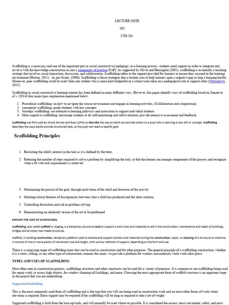 Explain The Principles Of Scaffolding Pdf Door Scaffolding